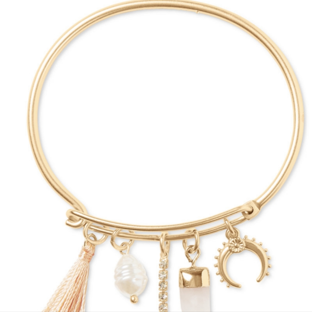 Lucky Brand Gold-Tone Charm Bangle Bracelet
